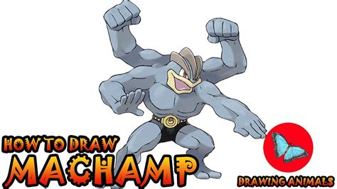 How To Draw Machamp From Pokemon Drawing Animals Youtube