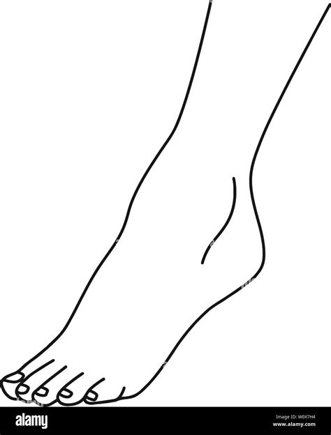 Female Foot Leg Standing On Toes Line Drawing Of Feet Isolated On