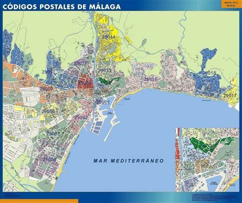 Mapa Códigos Postales De Málaga Comprar Mapas Murales