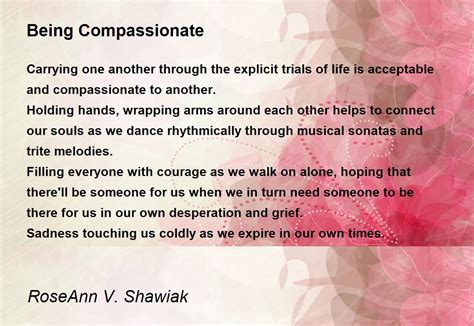 Being Compassionate Being Compassionate Poem By Roseann V Shawiak