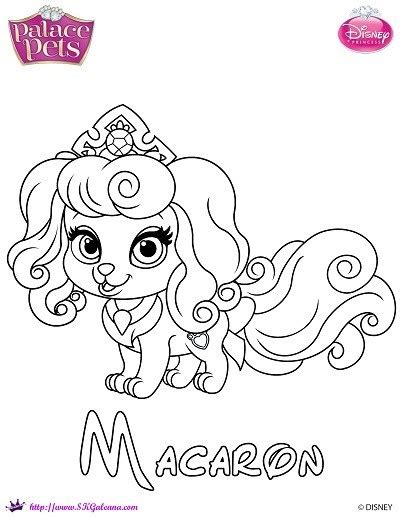 Who scooped her right up after finding her taking a cat nap in a flower patch one warm, sunny spring day. Princess Palace Pets Coloring Page of Macaron | SKGaleana