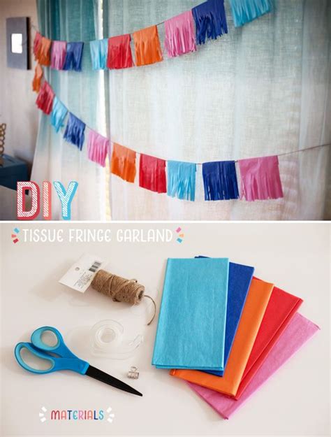 Diy Tutorial Colorful Tissue Fringe Garland Hostess With The