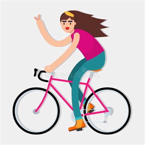 A Girl Riding A Bicycle Isolated Vector Illustration Stock Vector Illustration Of Flat