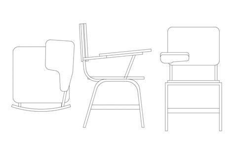 Chair Plan Elevation And Side View With Furniture Block In Auto Cad