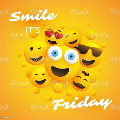 Smile Its Friday Weekends Coming Concept With Smilies Stock Illustration - Download Image Now ...