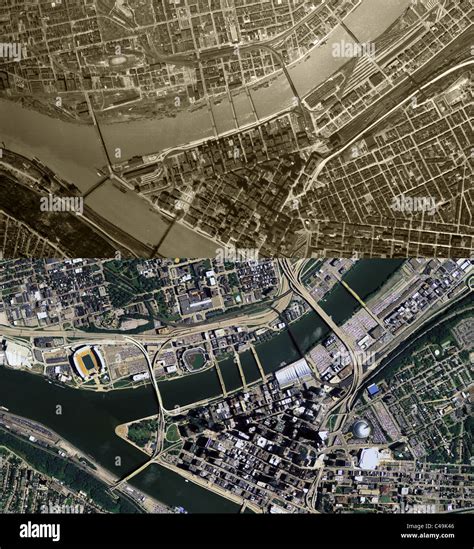 Historical Aerial Map Comparison 1948 2010 Pittsburgh Pennsylvania