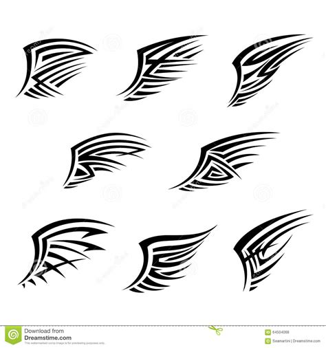 Black Wings In Tribal Tattoo Style Stock Vector Illustration Of