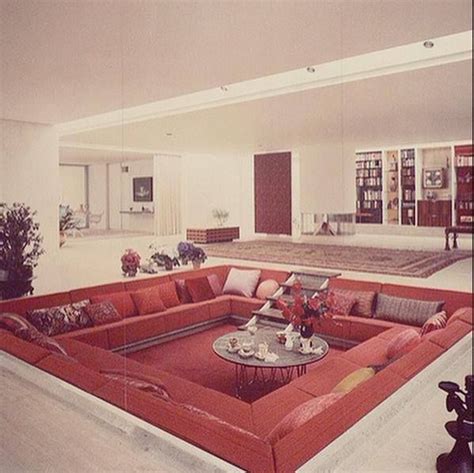 You can get them in the living room, fireplace, garage, master bedroom, laundry room, upstairs bathroom and study room. 1960s conversation pit | Sunken living room, Conversation ...