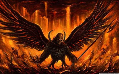Hd Wallpaper Winged Demon Surrounded With Flame Graphic Satan