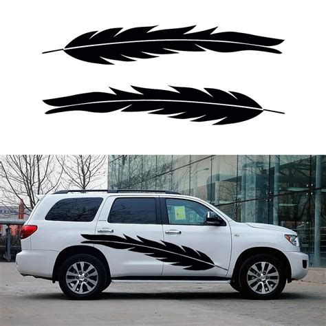 car styling running 2 x long bird feathers floating free life art car sticker for camper van