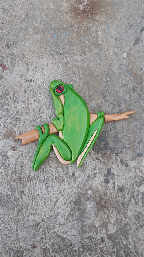 Frog İntarsia Intarsia Wooden Art Wild Life Home Decor Etsy