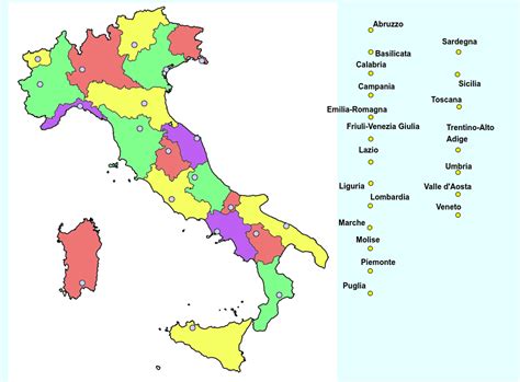Mappa Dell Italia Regioni