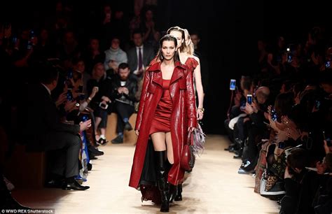 Bella Hadid Looks Sensational In Red At Cavalli Catwalk Daily Mail Online