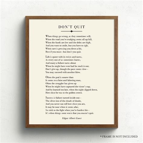 Don't Quit Poem Edgar A Guest Inspirational Quote Print | Etsy