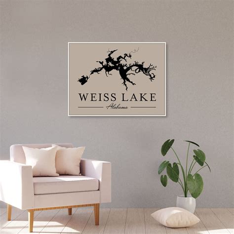 Weiss Lake Map On Canvas The Perfect Lake House Decor Etsy