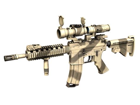 Colt M4a1 Sopmod Aimpoint Desert Camo 3d Model In Assault Rifles 3dexport