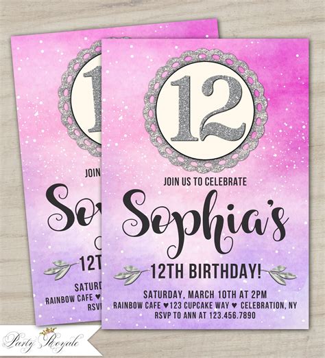 12th Birthday Invitation Tween Birthday Invitations Etsy
