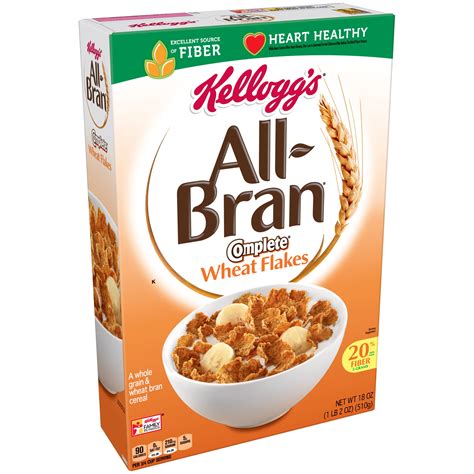 Kelloggs All Bran Complete Wheat Flakes Breakfast Cereal 18 Oz