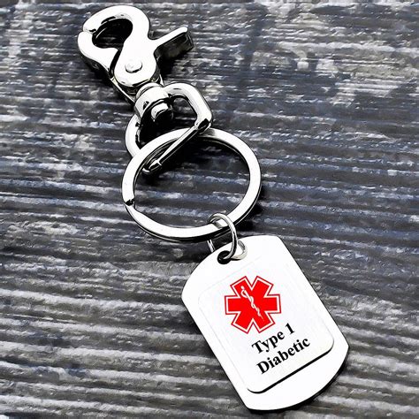 Personalized Keychain Medical Alert Keychain Medical Id Etsy