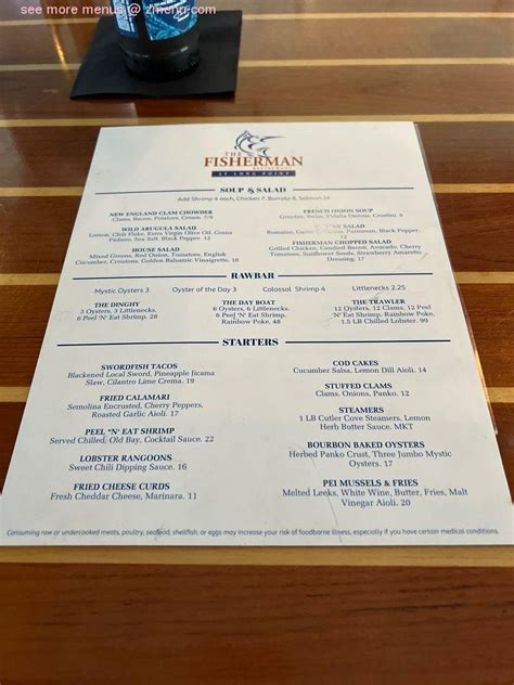 Online Menu Of The Fisherman At Long Point Restaurant Groton