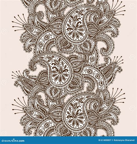 Hand Drawn Henna Mehndi Abstract Mandala Flowers And Paisley Doodle