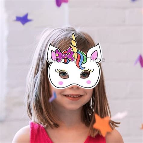 Unicorn Mask Printable For Coloring Easy Craft By Happy Paper Time