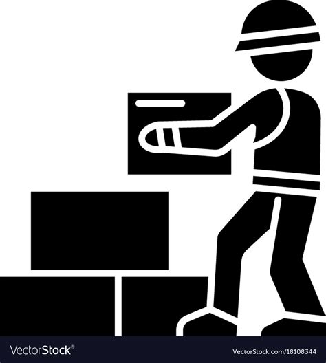 Worker Builder Taking Bricks Icon Royalty Free Vector Image