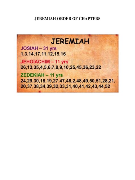 Jeremiah Order Of Chapters
