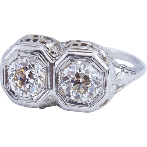 Edwardian Filigree Diamond Ring Set In 14 Karat Gold From Louis