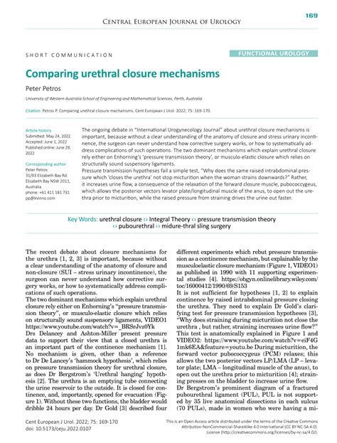 Pdf Comparing Urethral Closure Mechanisms