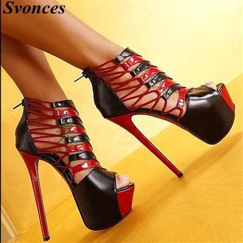 Svonces Luxury Brand Shoes Women Red Platform Sandals Sexy High Heel