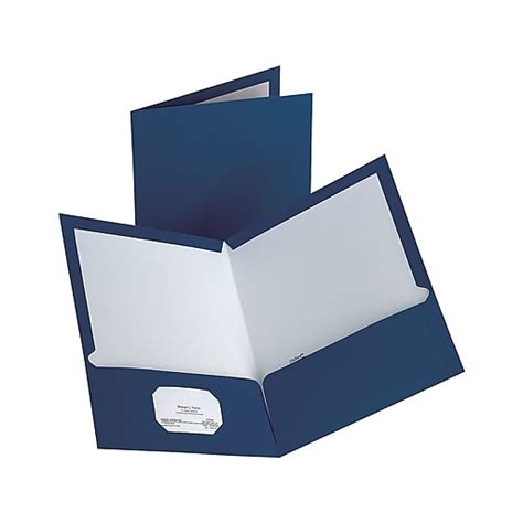 Staples Glossy 2 Pocket Paper Folder Dark Blue 10pack 13372 Cc