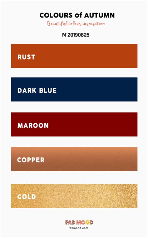 Autumn Color 2019 Copper Rust Maroon Dark Blue Gold A