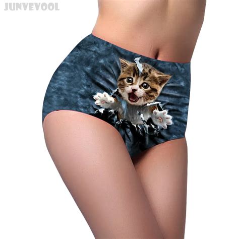 Underwear Women Cat High Cut Women High Waist Briefs Body Bulit Panties