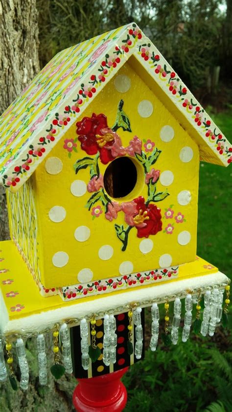 Whimsical Hand Painted Floral Birdhouse