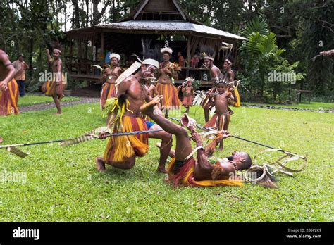 Dh Local Dancing Tribesmen Alotau Papua New Guinea Traditional Png