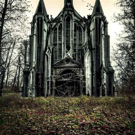 Abandoned Evil Cathedral In A Haunted Forest Depth Of Stable Diffusion