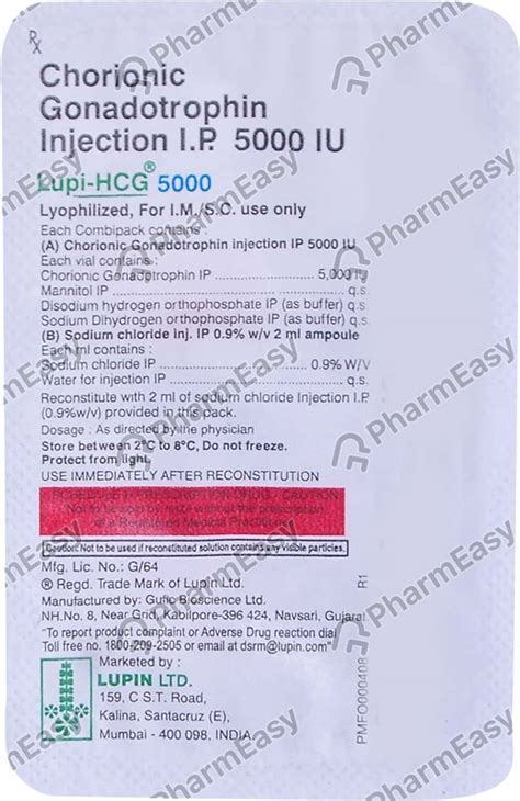 Lupi Hcg 5000 Iu Powder For Injection 1 Uses Side Effects Price