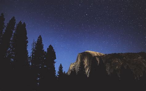 Download Wallpaper 3840x2400 Night Trees Mountains Stars Forest 4k