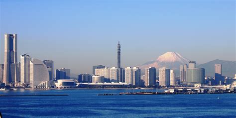 Skyline Of Yokohama With Mount Fuji Image Free Stock Photo Public