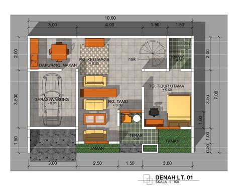 Denah rumah ukuran 6x10 meter 2 kamar tidur 1 lantai + tampak depan. Update Desain Denah Rumah Minimalis Ukuran 6 x 8 Meter ...