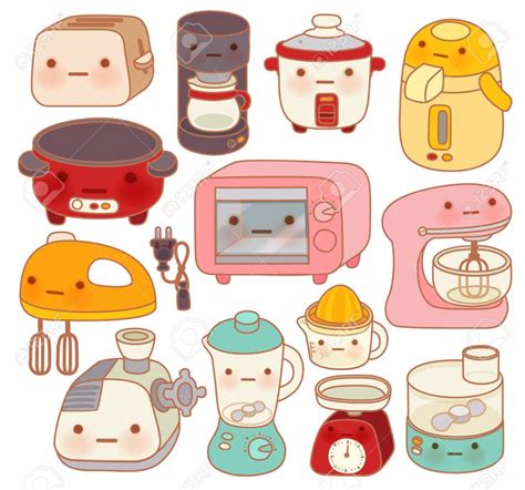 Set Of Adorable Kitchen Appliances Cute Kettle Lovely Oven Cute