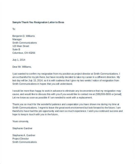 Letter Of Resignation Template Thank You Sample Resignation Letter