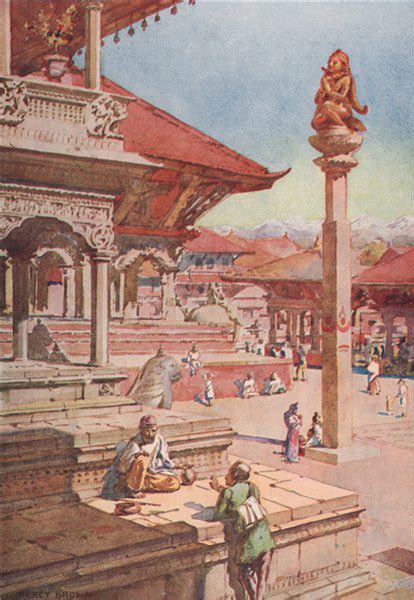 A Corner Of The Durbar Square Patan Nepal By Percy Brown Nepal