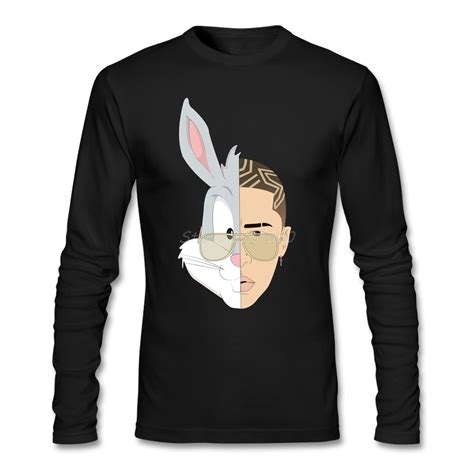 Bad Bunny T Shirt Custom Long Sleeve Mens T Shirt Hip Hop Cheap Cotton