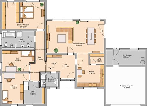 Moderner bungalow für barrierefreies wohnen von fertighaus weiss | hausbau helden. Bungalow Grundriss 5 Zimmer Mit Garage