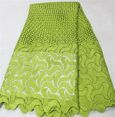 Lemon Green African Cord Laces High Quality Swiss Guipure Lace Fabric For Nigerian Wedding