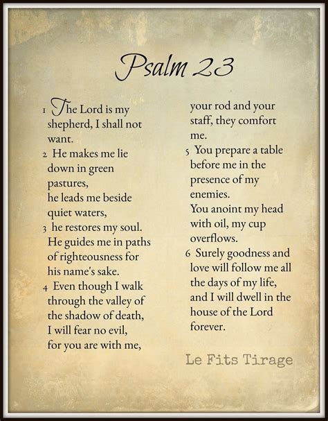 Psalm 23 • Scripture • The Lord Is My Shepherd • Instant Download Print • Poster • 8x10 • Sepia