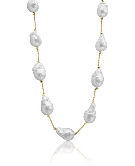 Macys Cultured White Freshwater Baroque Pearl 14 18 Mm Necklace In