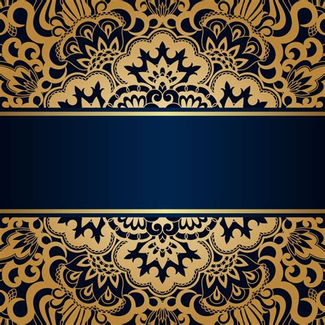 Luxury Blue Background With Ornament Gold Vector 01 Free Download